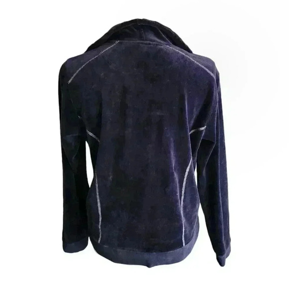 Vintage Y2K Boca Velour Zip-Up Sweatshirt L Navy - Picture 9 of 12